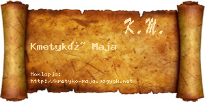 Kmetykó Maja névjegykártya